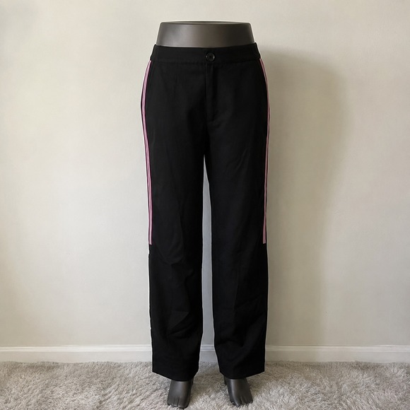 Nasty Gal Pants - Nasty Gal Black Wide Leg Pants sz 6 Red Side Stripe Y2K Sporty Chic Athleisure
